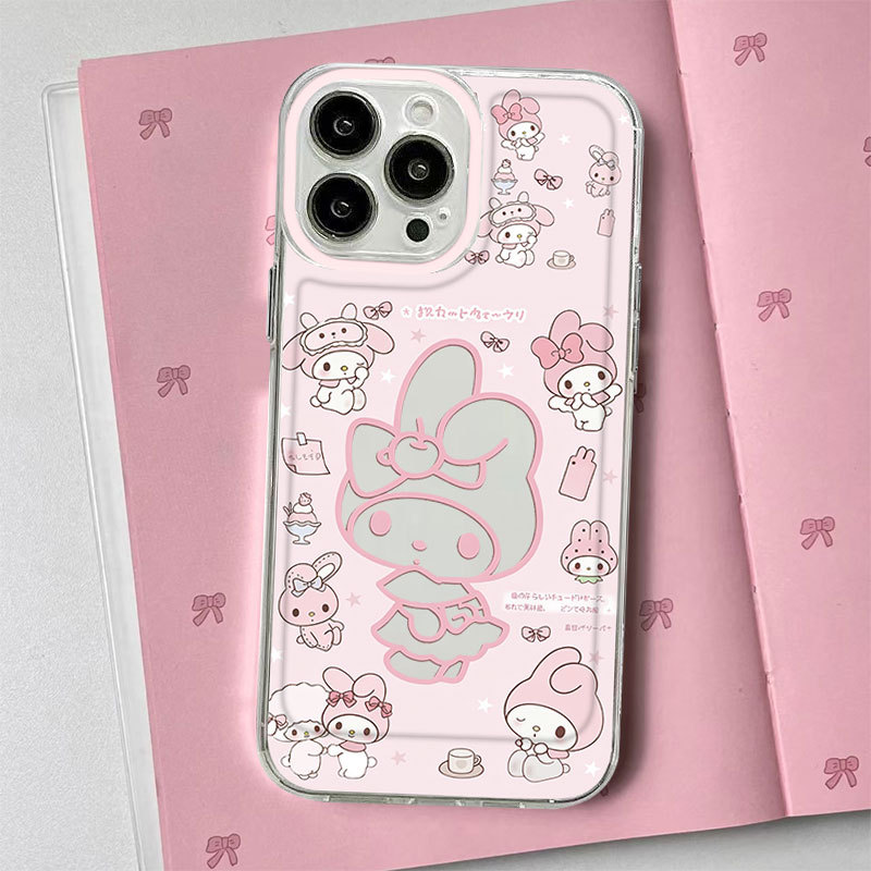 Ốp lưng họa tiết Melody màu hồng ngộ nghĩnh trong suốt chống rơi mềm mượt iPhone 17 16 15 14 13 12 11ProMax XS XR 7 Plus