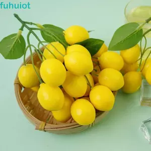 Dây chanh nhân tạo FUHUIOT, DIY Mô phỏng thanh lịch Nhánh chanh, Đạo cụ chụp ảnh Bọt thủ công giống như thật Trang trại chanh giả Trang trí sân vườn