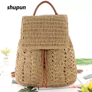 Túi đeo vai ba lô SHUPUN, Túi đeo vai đi biển chống mài mòn cổ điển Châu Âu và Mỹ, Túi dệt thời trang dung tích lớn bằng ống hút thực tế