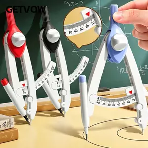 La bàn hình học GETVOW, với bút chì thay thế La bàn chống khóa, An toàn bền bỉ Không có màn hình kỹ thuật số bằng kim loại La bàn vẽ kỳ thi học sinh