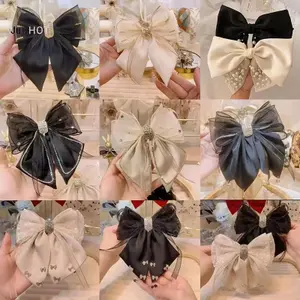 JULYHOT Mới Kẹp Tóc Vải Satin Trang Trí Nơ Kim Cương Giả Bla Kích Thước Lớn Kẹp Tóc Phụ Kiện Dành Cho Nữ Cô Gái Massivedeals