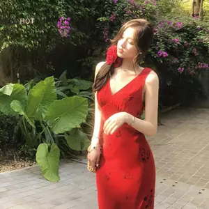 JULYHOT Mùa Hè Nữ In Hoa V-ne MIdi Đầm Đi Biển Phong Cách Baless Đầm Massivedeals