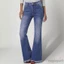 MAPLEPOET-Quần jean loe lưng cao dành cho nữ Quần Denim ống rộng viền có túi