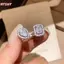 HFSHY Zircon Mở Nhẫn Thanh Lịch Vuông Giọt Nước Thiết Kế Nhẹ Phụ Kiện Thời Trang Cho Nữ Du Lịch Mặc VN