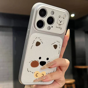 Ốp lưng iPhone Họa tiết da mạ phong cách Gấu họa tiết ngôi sao may mắn iPhone 18 17 16 15 14 13 12 11 Pro Max Plus Max