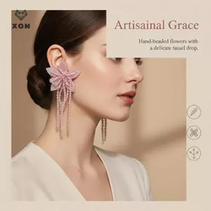 Hoa Pha Lê Hồng Nelace Y2K Phong Cách Handmade Đính Hạt Dây Xích Choker Thời Trang Cho Bé Gái Gen Z Dạo Phố Trang Trí Tiệc [Mina]