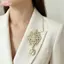 HFSHY Sang Trọng Vintage Pha Lê Thổ Cẩm Vàng Mạ Bạc Không Phai Màu Lapel Pin Cho Nữ Cưới Dạ Hội Đầm Phụ Kiện VN