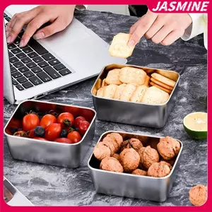 JASMINE 600ml Tủ Lạnh Bằng Thép Không Gỉ Hộp Bảo Quản Thực Phẩm Có Nắp Nhựa Chuẩn Bị Thực Phẩm Tươi Hộp Bảo Quản Hộp Dã Ngoại JASMINE