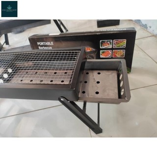 Bếp Nướng Than hoa - Bếp Nướng Ngoài Trời Vuông Dài Chất Liệu Thép Carbon tiện dụng có chân đế xếp gọn