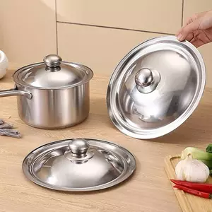 Nắp nồi tròn bằng thép không gỉ 10-32Cm Nắp chảo chiên thay thế đa năng Máy rửa chén cạnh mịn An toàn cho nồi súp chảo chảo
