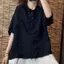 Thứ tự đuôi ngoại thương mùa hè Áo sơ mi ngắn tay bằng vải lanh Cotton màu trơn văn học cổ điển rộng che phủ thịt Niche phù hợp với áo sơ mi cỡ lớn thông thường dành cho nữ
