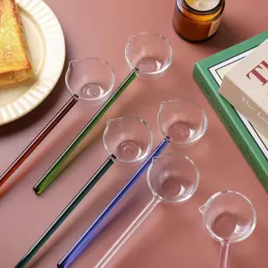 Ziyulinyuk Borosilicate Thìa Thủy Tinh Có Tay Cầm Dài Trong Suốt Nước Sốt Chịu Nhiệt Thìa Canh Có Vòi Thìa Tráng Miệng Nhà Bếp Thanh Đảng VN