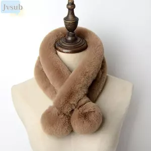 Khăn quàng chéo ấm áp JVSUB, Khăn quàng cổ mùa đông lông tơ, Bảo vệ cổ thời trang Lông thỏ giả dày cổ ấm hơn cho nữ Cô gái