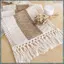 1 Chiếc Boho Table Runner Cream & Brown Farmhouse Table Runner Với Tua Rua Để Trang Trí Nhà