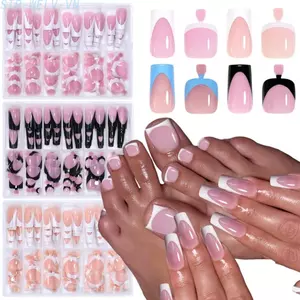 {WELV}144PCS Press On Nails Set Celestial Design Fake Nails Kit Easy To Apply Long