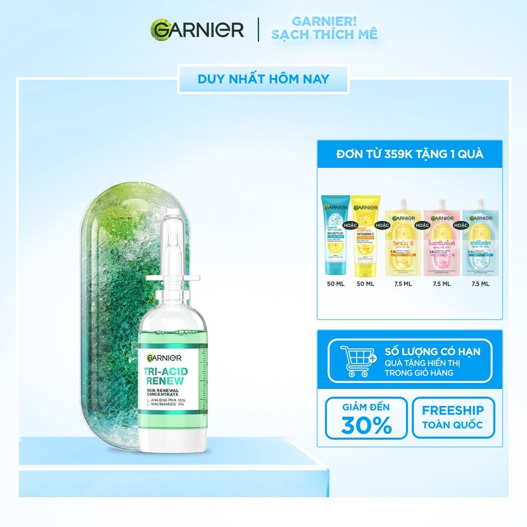 Serum Tri-Acid Garnier thế hệ mới 15% [PHA,AHA BHA ,NIACINAMIDE] giúp da trông sáng hơn láng hơn khỏe hơn - 20ml