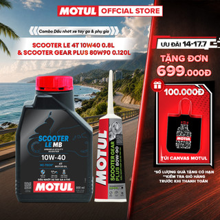 Combo Dầu nhớt xe tay ga MOTUL SCOOTER LE 4T 10W40 0.8L và Dầu hộp số xe tay ga MOTUL SCOOTER GEAR PLUS 80W90 0.120L