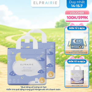 Combo 2 Tã/Bỉm Quần ELPRAIRIE Air Wing Size L 28 Miếng Mềm Nhẹ Thoáng Mát, Chống Tràn Chống Thấm Ngược Cho Bé Từ 9-14kg