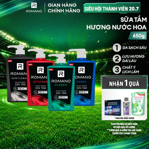 Sữa tắm Romano hương nước hoa Classic/ Attitude/ Force/ Gentleman 650g/chai - 4 mùi hương (Tặng loại ngẫu nhiên)