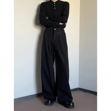 quần tây nam big size quần tây nam trung niên Mỹ Dạo Phố Cao Cấp Cảm Giác Không Sắt Quần Đen Nam Xuân Thu Rời Drap Quần Ống Rộng Đẹp Trai Thẳng Thường Ngày