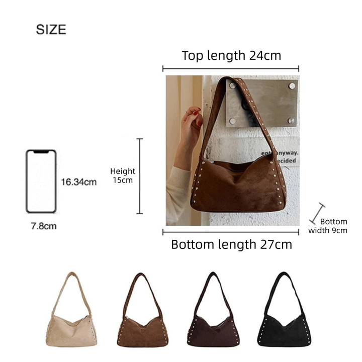 Women's Minimalist Suede Shoulder Bag – for Travel – 4