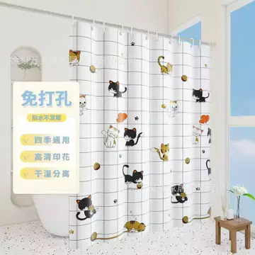 Hàng sẵn có Rèm tắm chống thấm nước Rèm ngăn dày chống sương mù Phòng tắm Rèm cửa nhà vệ sinh Rèm cửa khô ướt Se