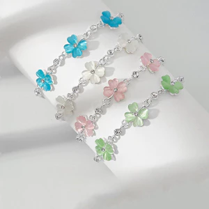 Pinkdudu Tối Giản Lá Xanh Quyến Rũ Dây Rút Dây Chuyền Vòng Tay Dainty Phụ Kiện Hàng Ngày Món Quà Hoàn Hảo Cho Cô ấy PD2684