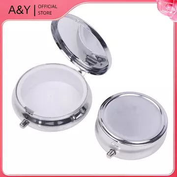 Hộp đựng thuốc kim loại A & Y Hộp đựng thuốc tròn bằng thép không gỉ Hộp đựng thuốc Hộp đựng thuốc Bộ chia hộp kẹo thuốc.