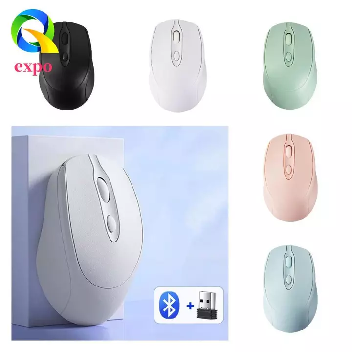 Chuột không dây EXPO LIMIT Macaron, Chuột không dây công thái học có thể sạc lại 2.4Ghz + BT5.0, Không ồn ào Cắm và chạy Chuột không dây Morandi nhẹ Phụ kiện máy tính