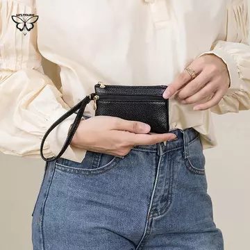 GOCA Nữ Ví Mini Da PU Nữ Ví Đựng Thẻ Ví Đựng Tiền Xu Ví Ngắn Ví Nhỏ Dây Kéo Móc Khóa Túi Ly Hợp Ví.