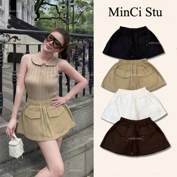 Chân Váy Nũ Túi Hộp Chất Kaki L1 Chân Váy Chữ A Xoè Cạp Chun Co Giãn Dễ Phối Đồ by MinCi Stu
