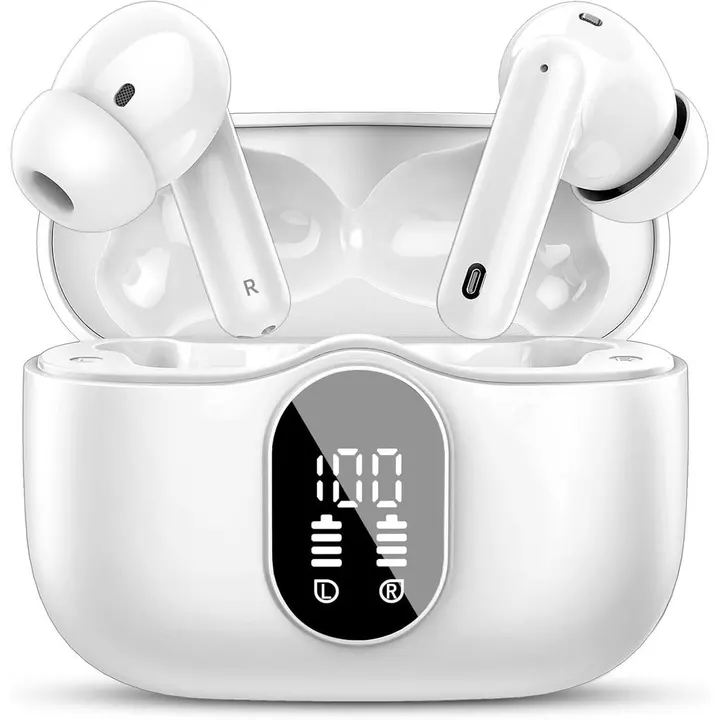 Tai nghe không dây, Tai nghe Bluetooth 5.4 Âm thanh nổi Bass, Tai nghe có Mic khử tiếng ồn, Màn hình LED trong tai Tai nghe Cuộc gọi rõ ràng, Tai nghe Bluetooth chống nước IP7 cho điện thoại / Sp