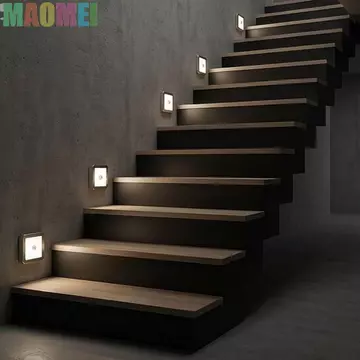 MAOMEI Đèn ngủ LED thông minh MAOMEI, Đèn LED tự động Cảm biến chuyển động Đèn ngủ, Đèn ngủ Cảm biến đèn treo tường chạy bằng pin PIR Đèn cảm biến chuyển động hành lang