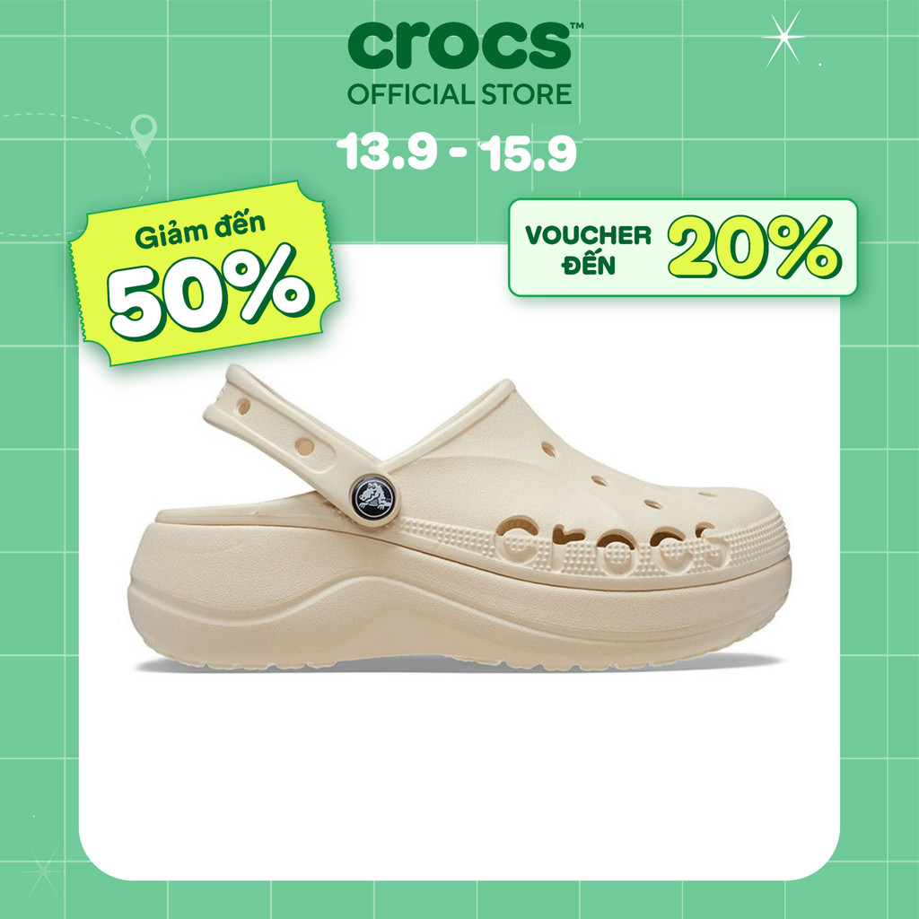 Giày Clog Nữ Crocs Baya Platform - Winter White - 208186-11S
