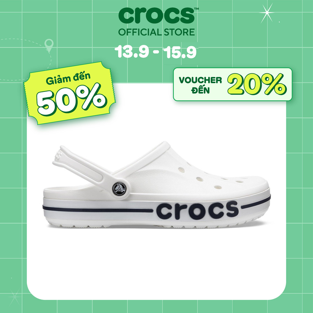 Giày Clog Unisex Crocs Bayaband - White/Navy - 205089-126
