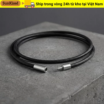 Vòng cổ dây bện SUNKISSD, Vòng cổ dây da 45cm màu đen, Mặt dây chuyền DIY chống thấm nước cổ điển có khóa Dây chuyền dây chuyền dây chuyền nam nữ