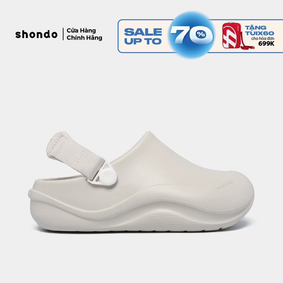 Dép Sục Unisex Shondo Clog Suke Nhựa Đúc Đế Cao 4cm Hack Dáng Siêu Nhẹ Màu Trắng SUK0009