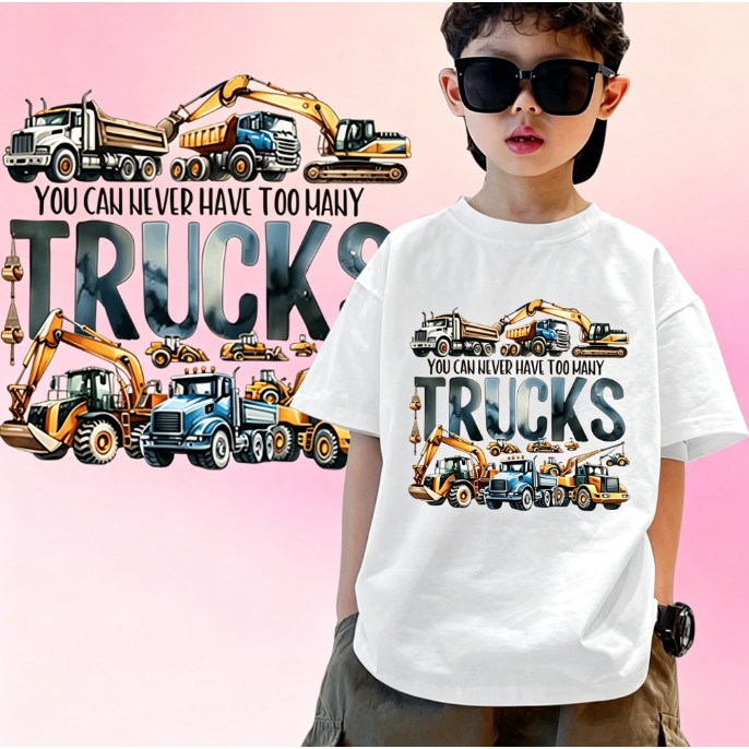 COD BOY 'Xe tải in hình trẻ em Áo thun bé trai / Bí ngô Áo thun ngắn tay cổ tròn họa tiết vui nhộn mùa hè T4