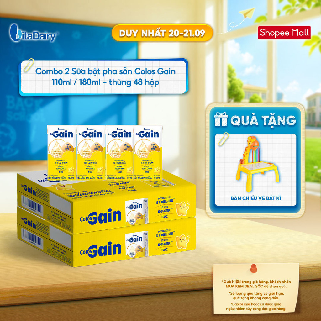 [COMBO 2 THÙNG 48 HỘP] Sữa uống dinh dưỡng Colos Gain 110ml/180ml - Hỗ trợ tăng cân, giúp tăng cường đề kháng