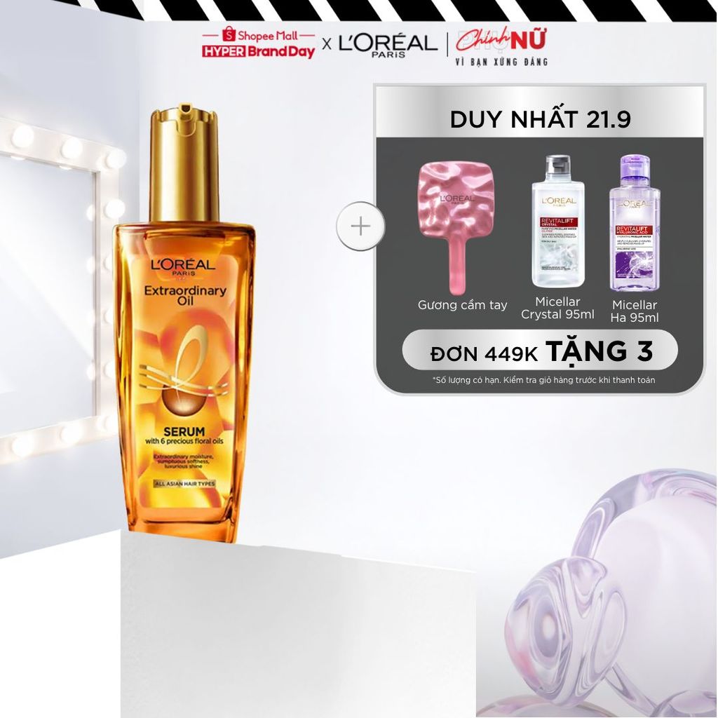 Dầu dưỡng tóc chiết xuất tinh dầu hoa tự nhiên L'Oreal Paris Elseve Extraordinary Oil Ultra Nourishing 100ml
