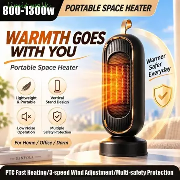Máy sưởi để bàn LIMIT WALK, Công suất tối đa 2000W PTC Làm nóng nhanh Máy sưởi đứng để bàn, Điều chỉnh gió 3 tốc độ Máy sưởi bảo vệ đa an toàn nhỏ gọn dọc với máy tạo độ ẩm