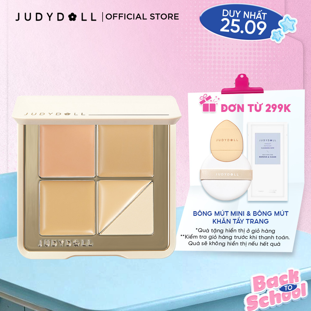 Kem Che Khuyết Điểm 5 Ô JUDYDOLL Concealer Palette Che phủ tốt Triệt sắc Bắt sáng Che quầng thâm Lâu trôi Ẩm mịn Không mốc nền 6g