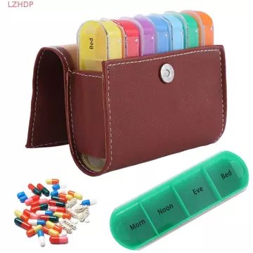 Hộp đựng thuốc 7 ngày LZHDP, Hộp đựng thuốc tuần dấu PU Hộp đựng thuốc hàng tuần, Hộp đựng thuốc chống bụi sành điệu Hộp đựng Vitamin 28 lưới di động tại nhà