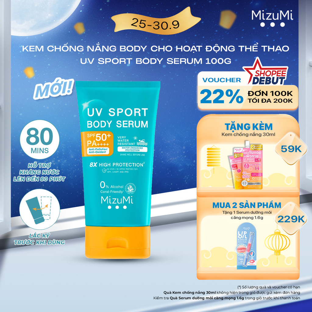 [MỚI - MUA 1 TẶNG 1] MizuMi Kem chống nắng body cho hoạt động thể thao UV Sport Body Serum 100g