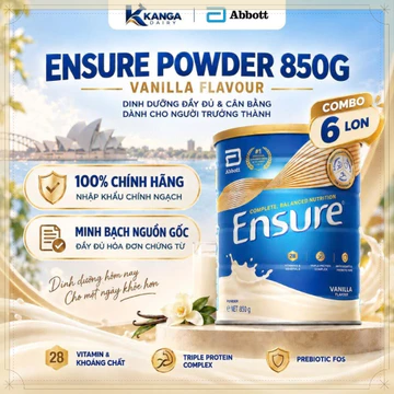 DATE 2027 [ COMBO 6 LON ] Sữa Ensure Úc Vani 850g – Dinh Dưỡng Người Lớn & Người Cao Tuổi – Hàng Nhập Khẩu Có Tem