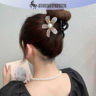 Onetimingfine Thời Trang Sáng Bóng Kim Cương Giả Hoa Vuốt Tóc Kẹp Mũ Thanh Lịch Đen Đuôi Ngựa Kẹp Hairgrips Dành Cho Nữ Phụ Kiện Tóc VN