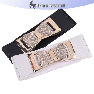 Onetimingfine Dây Thắt Lưng Co Giãn Rộng Kim Cương Giả Nơ Thắt Lưng Nữ Trang Trí VN
