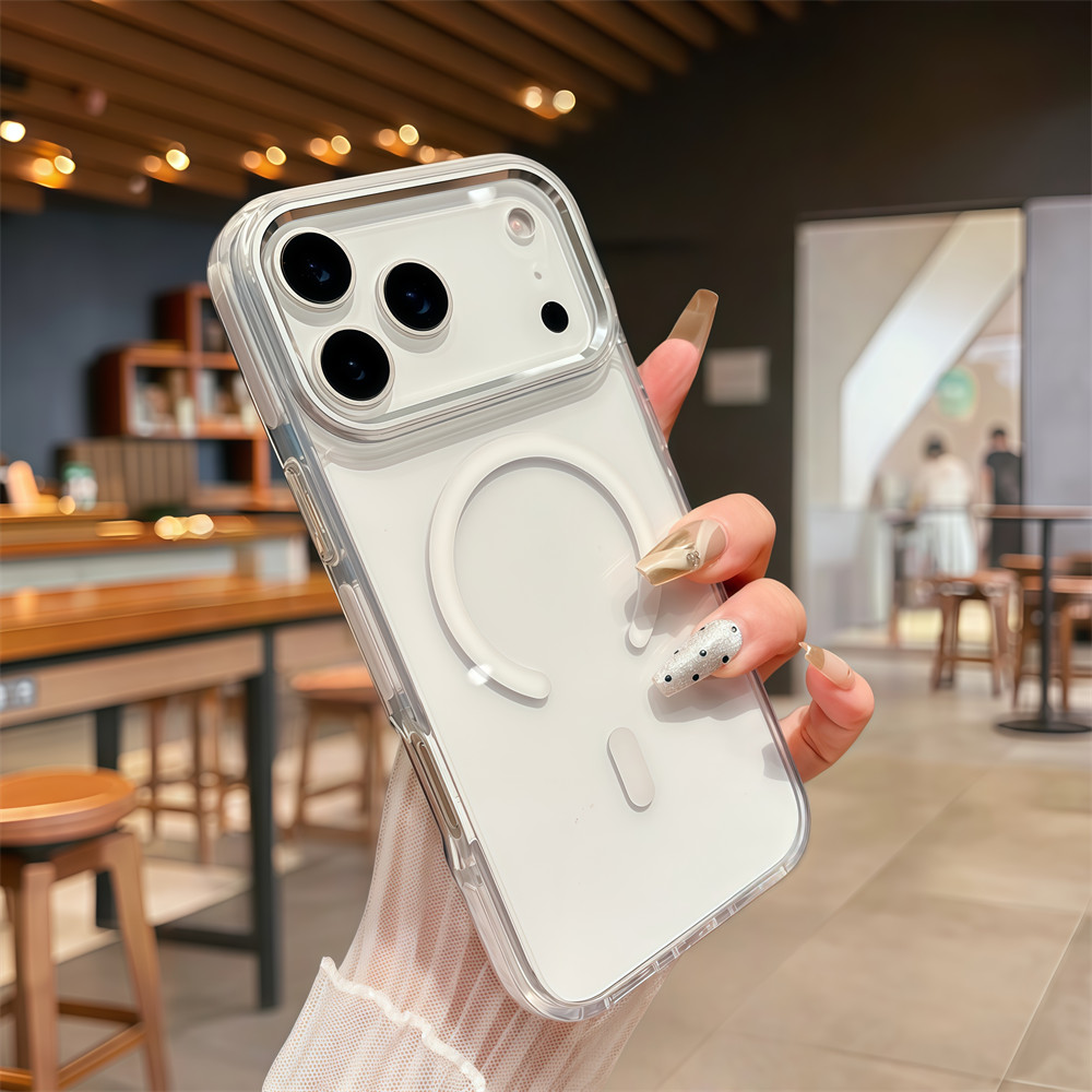 Ốp điện thoại từ tính trong suốt pha lê chất lượng cao cho iPhone 17 Pro Max 16 11 12 13 14 15 pro max Air 16E 15 16 plus Bảo vệ ống kính chống rơi Vỏ cứng bảo vệ điện thoại