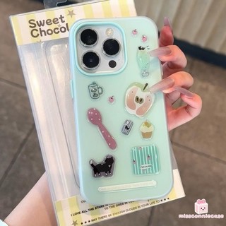 Ốp Lưng Cho Iphone 11 13 17 16 15 14 12 Pro Max Air X XR XS MAX 14 7 16 15 8 Plus Retro Dễ Thương Dachshund Gấu Mèo Con DIY Jelly Sticker Màu Kẹo Mới 2 Trong 1 Bìa Mềm