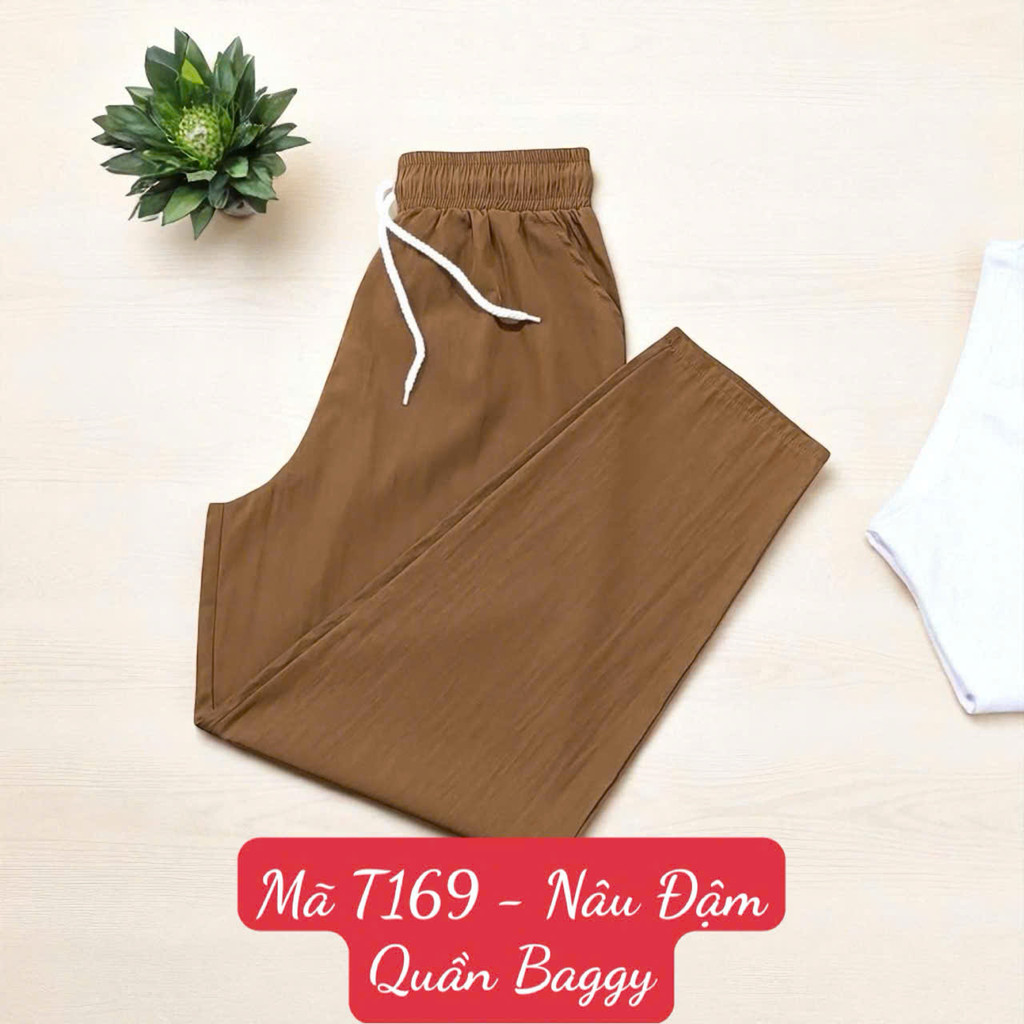Quần Baggy - Vải Lụa Gió Nhăn - Dài quần 92cm - Ống 16cm - Mã T169